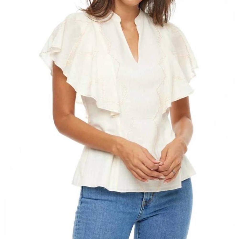 Anna Cate Collins Blouse - Ivory - Size L